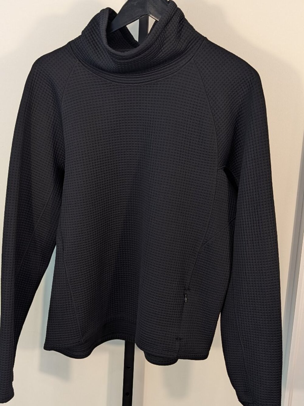 lululemon Waffle-Knit Funnel Neck Long Sleeve Pullover Black LW3HFRS | Sz 12